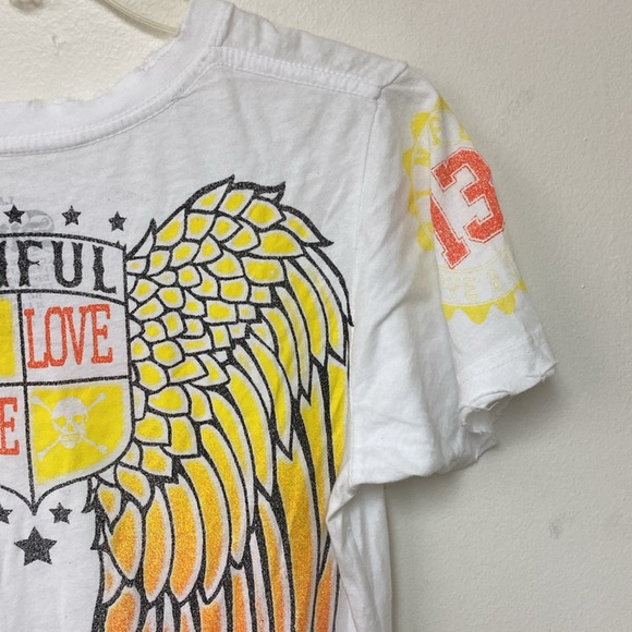 Sinful 💯 Cotton Butter Soft Print Tee Distressed Collar and Sleeveless - Picture 7 of 16